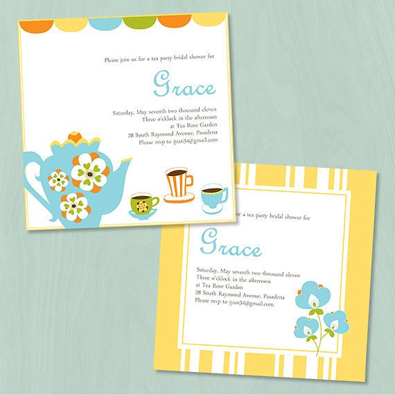 Custom Tea Party Bridal Shower Party Invitation