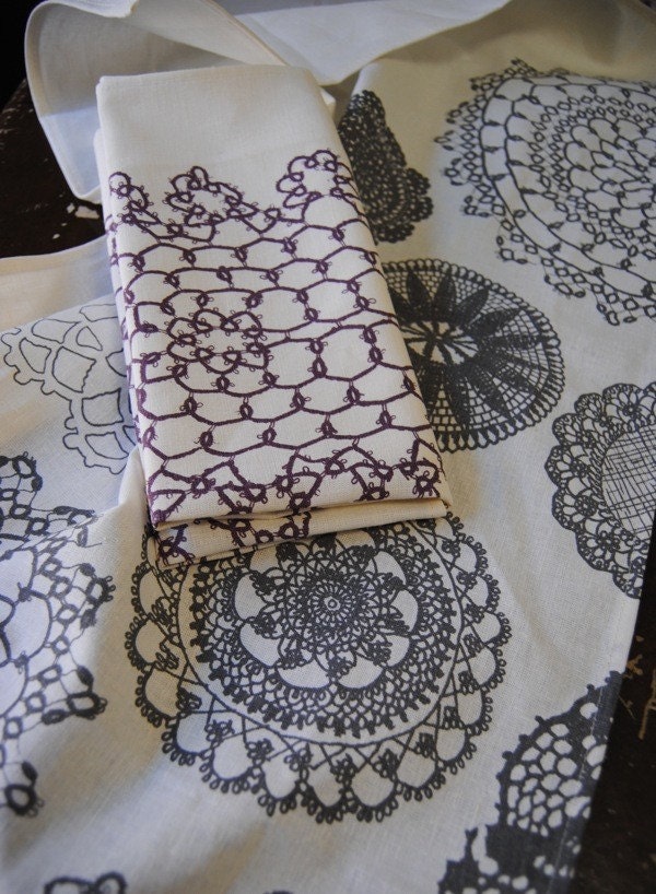 doily tea towels - set of two