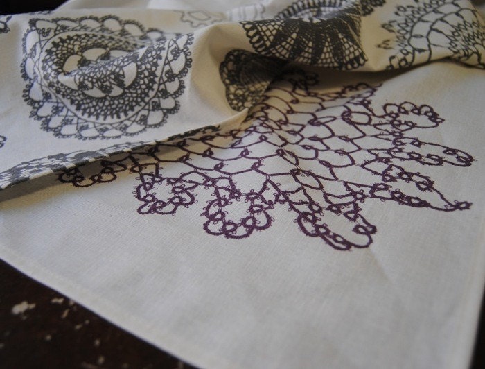doily tea towels - set of two