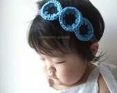 Baby Girl Crochet Flower Headband - Modern Poppy Blues - blue, black, charcoal grey