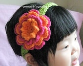 Spring Fling Headband, all sizes available, hot pink, orange, green, flower headband