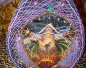 Magic FERTILITY  egg traveling bag for tarot cards with wizard and dragons