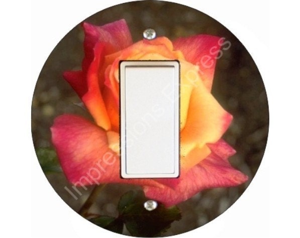 Orange Pink Rose Flower Decora Rocker Switch Plate Cover