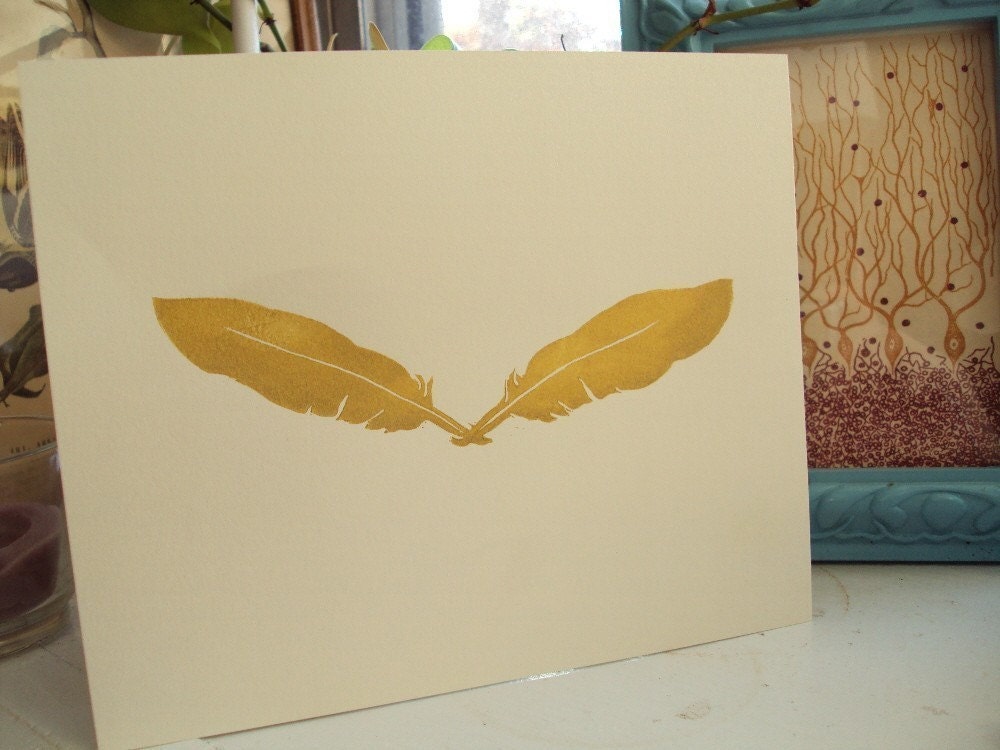 gold feather print