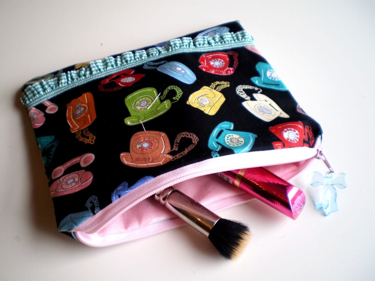 Retro 50s Telephones Zipper Pouch / Bag