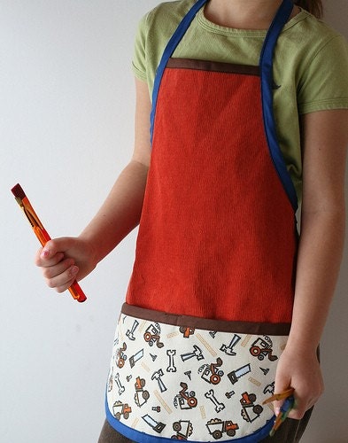 Construction Zone - modern style child's apron