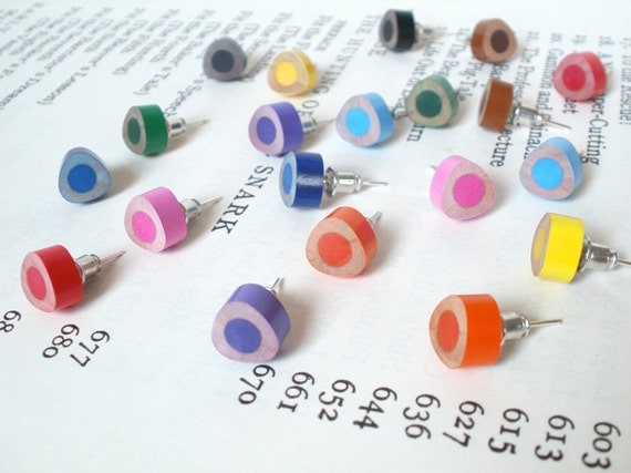 color pencil ear studs, the triangle version in candy colors (set of 10 pairs), only 2 set left
