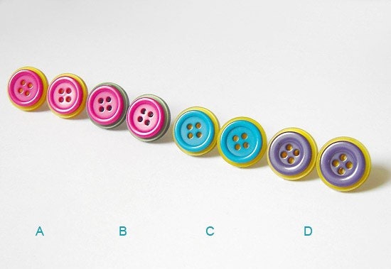 HAPPY BUTTON ear studs posts (Limited Edition), last 2 pairs
