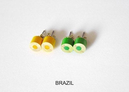 color pencil ear studs, Special Edition - Country Flags (Brizil, Germany, Spain, USA, Canada, UK, AUS, England, Japan)