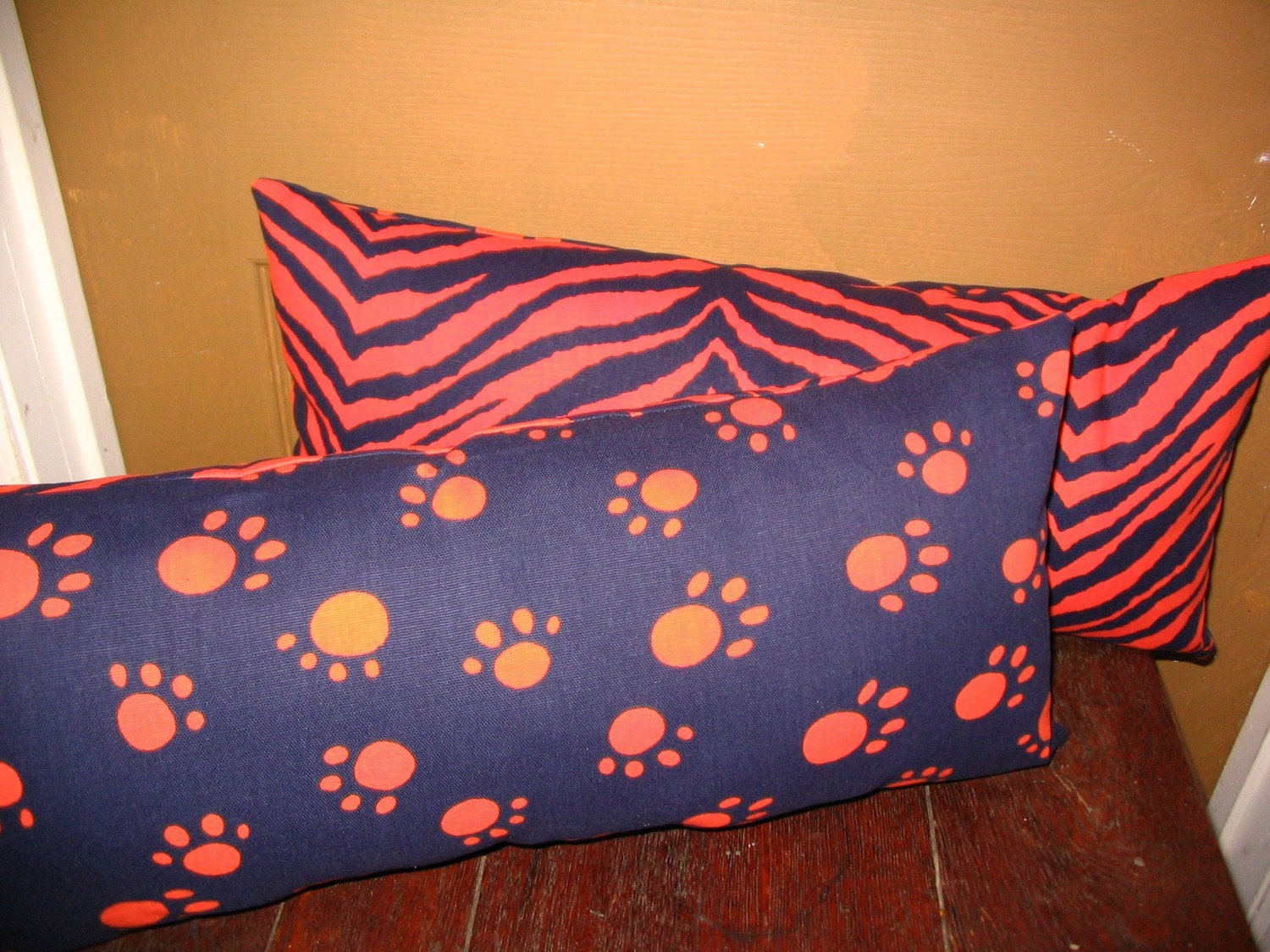 Alabama Collegiate Football Team Sports Auburn Tigers Blue and Orange SEC CHAMPIONS Designer Decorator Throw Pillows Accent Pillows