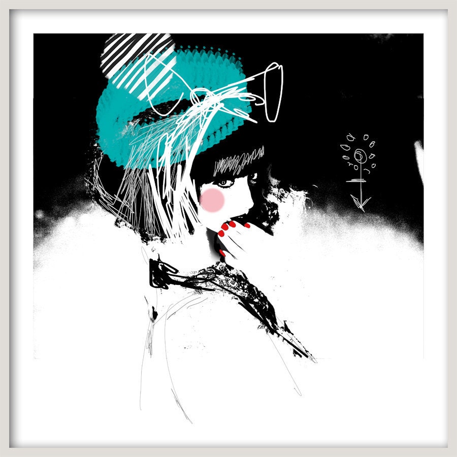 fashion illustration print green black pop art