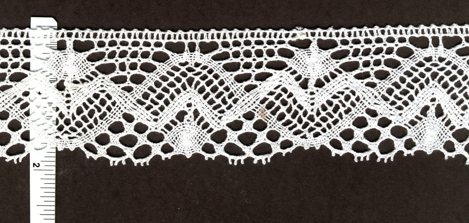 White Cotton lace trim 2 inches wide 6 yds (D627)