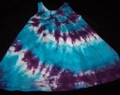 Turquoise and Deep Purple  Spiral Tie Dyed  Girls Empire Waist Sun Dress/Jumper/Tunic Choose Your Size