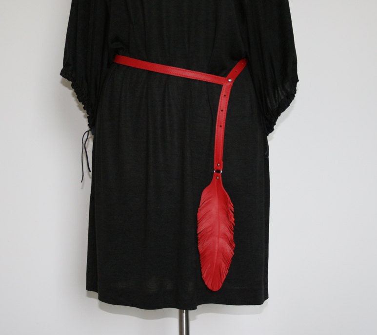 urban chic leather belt / waist accessory - RED
