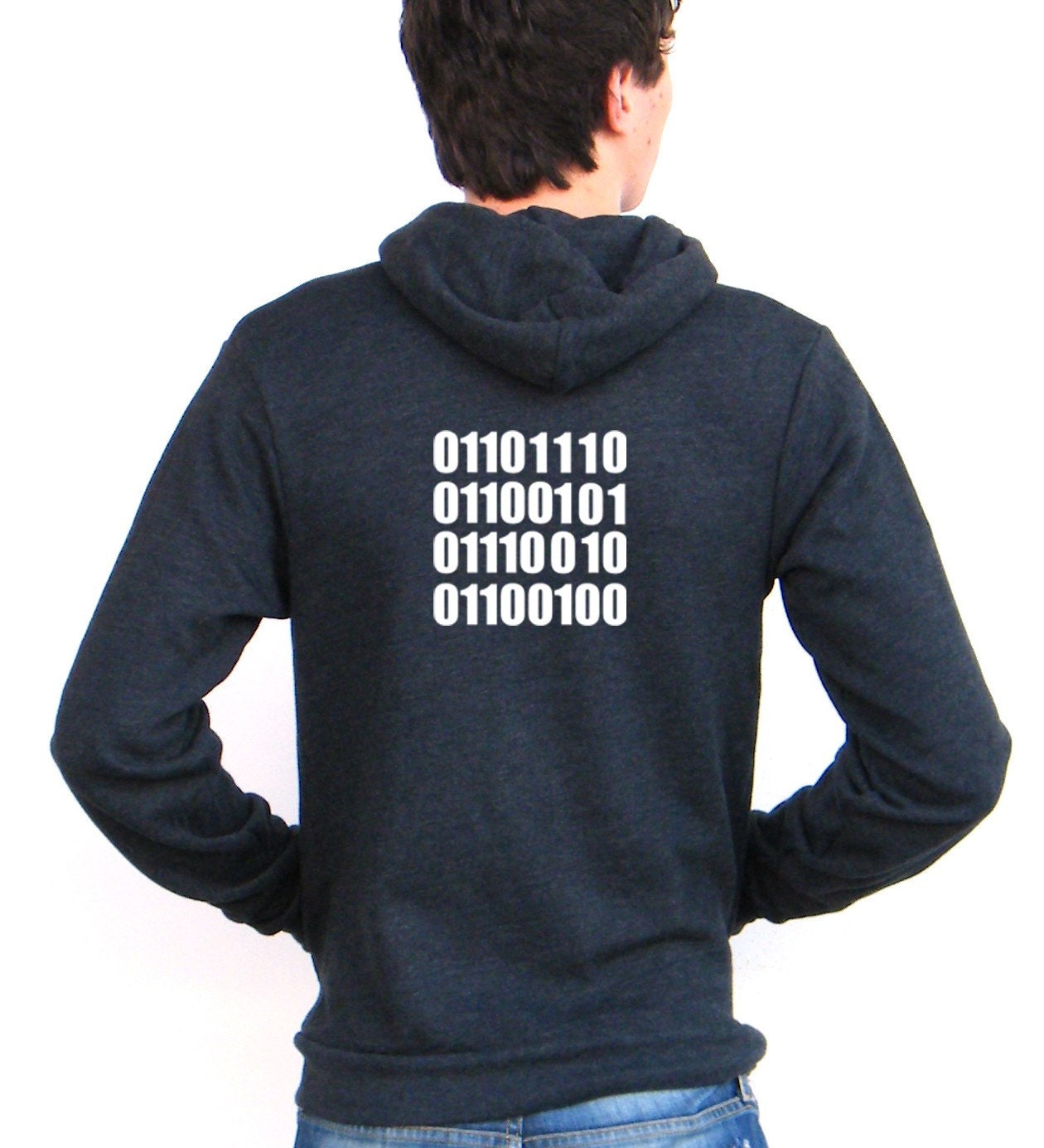 NERD in (ASCII) Binary Code American Appare Unisex MENS Gray Hoodie - extra small, small, medium, large, xl, 2xl