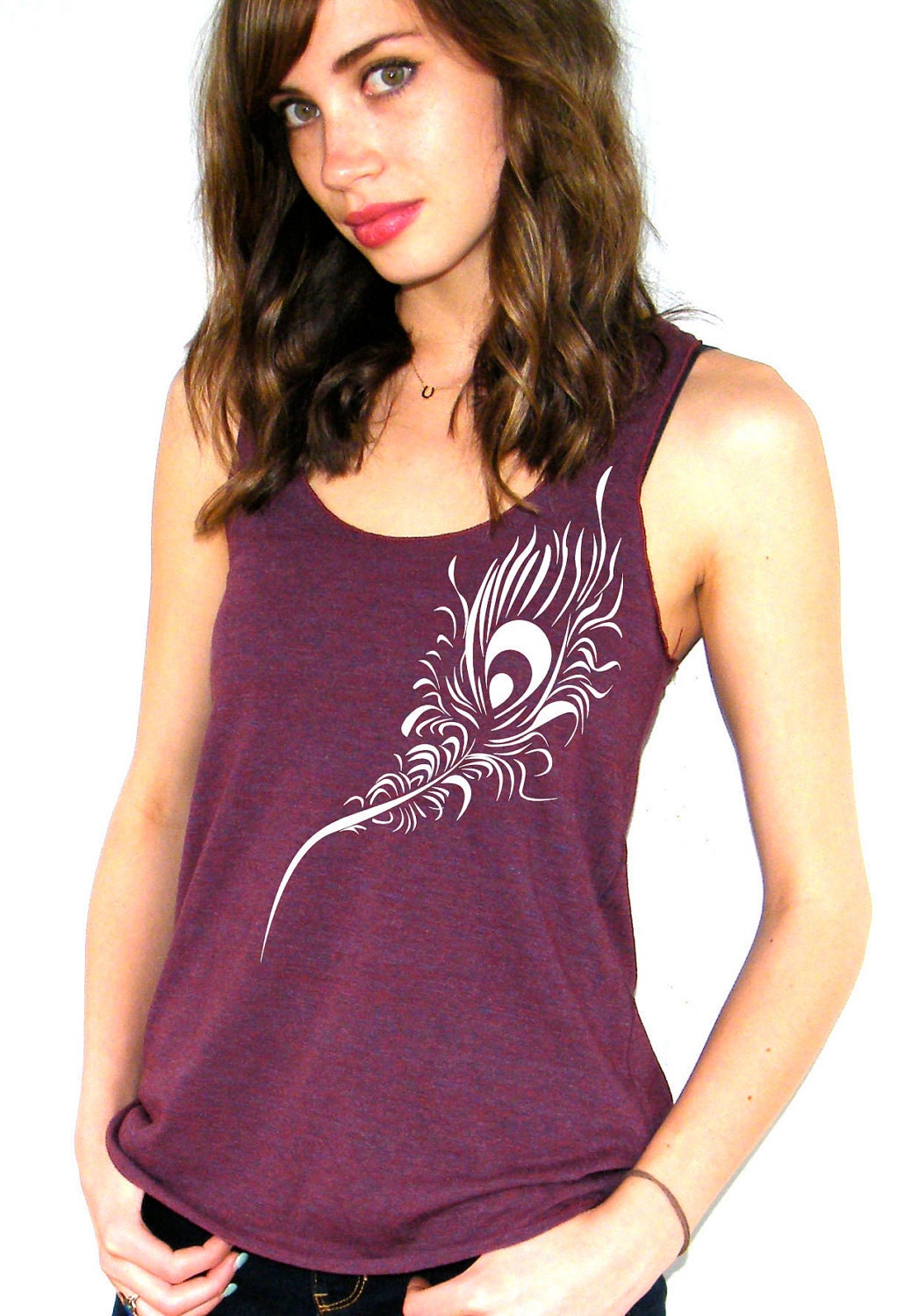 Peacock Feather - American Apparel Racerback Tank Top - XS, Small, Medium, Large