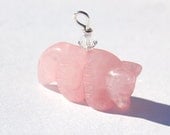 Rose Quartz Wolf Charm - by TwilighterVA