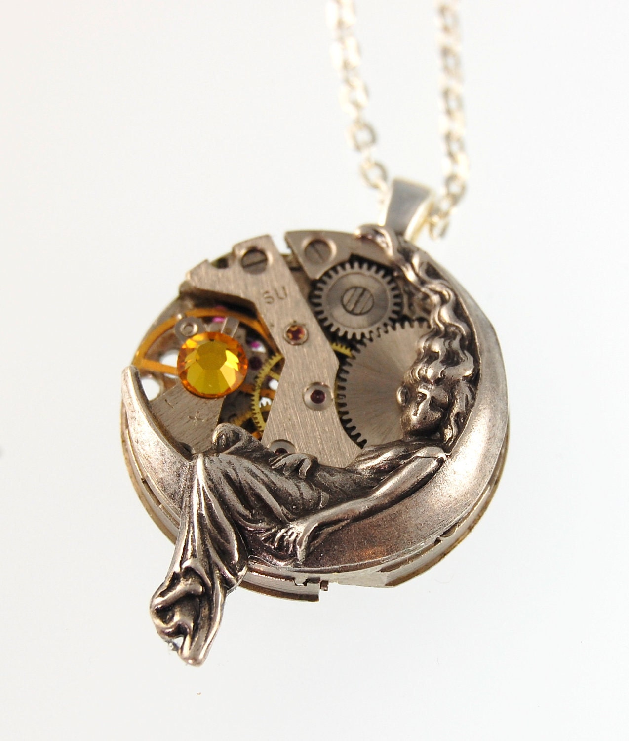 The Whole World Steampunk Necklace - with Optional Swarovski Crystals-  by  Last Day of Forever Designs