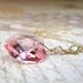 Pink Heart Necklace, Gold Filled, Crystal Pendant, Swarovski, Handmade Jewelry, Spring Jewelry, Valentine Fashion