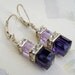 Purple Crystal Earrings, Gold, Eggplant, Violet, Dangle, Bridesmaid, Wedding, Handmade Jewelry, Winter Accessories for Her