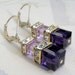 Purple Crystal Earrings, Gold, Eggplant, Violet, Dangle, Bridesmaid, Wedding, Handmade Jewelry, Winter Accessories for Her
