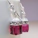 Ruby Crystal Earrings, Sterling Silver, Fuchsia, Dangle, Swarovski, Cube, Wedding, Bridesmaid, Handmade Jewelry