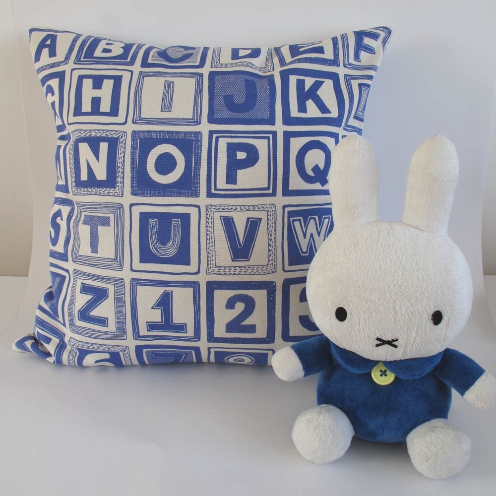 ABC One Piece Fabric Pack, Hand Printed in Royal Blue on Organic Cotton