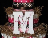 Cherry Blossom Diaper Cake, Baby Shower Gift / Centerpiece
