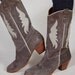 Vintage 80s TWO TONED Western Boots Grey Suede Cowboy Size 10