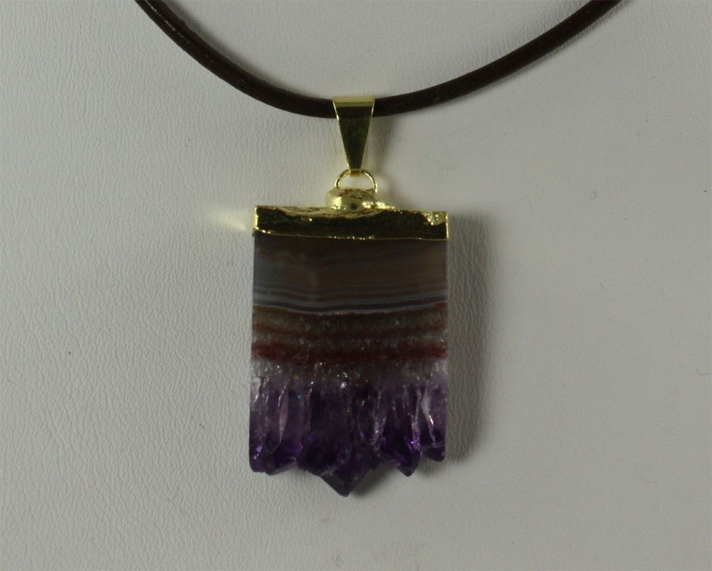 Amethyst Pendant, Crystal Necklace Gold 23