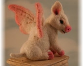 When Pigs Fly Piglet OOAK  Needle felted  Alpaca Artist Doll Bear by Stevi T.