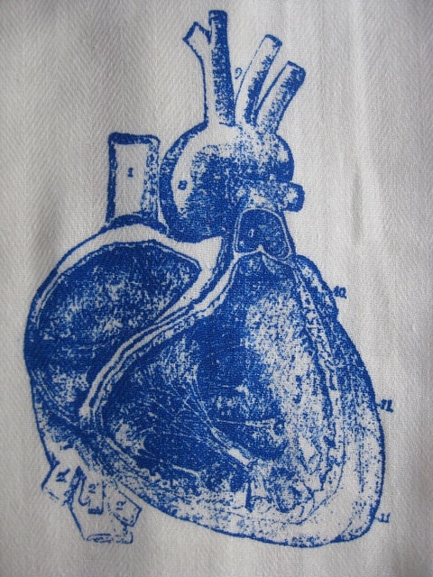 Tea Towel: Heart (blue)