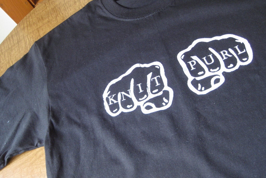 T-Shirt: Knit/Purl Knuckle Tattoos