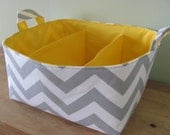 NEW Fabric Diaper Caddy - Fabric organizer storage bin basket - Grey Zig Zag