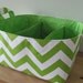 NEW Fabric Diaper Caddy - Fabric organizer storage bin basket - Green Zig Zag