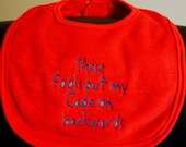 Embroidered Bib for Baby-Backwards Cape- RED