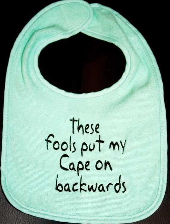 Embroidered Bib for Baby-Backwards Cape- Light TURQUOISE