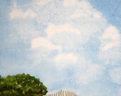 SALE 20 percent off Matted print of Texas landscape watercolor