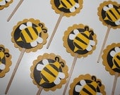 SALE - Busy Bumble Bee cupcake toppers (12)