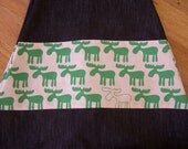 Kids Beanbag Cover - Denim with Green Moose Print
