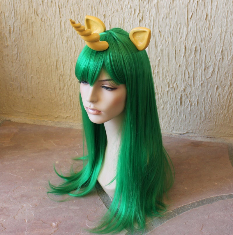 Snails pony cosplay wig - Friendship is Magic - snips - My Little Pony - Brony - green wig with mustard horn and ears