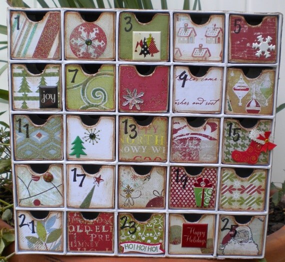 Christmas Advent Calendar With Drawers By CanvasSaysItAll On Etsy