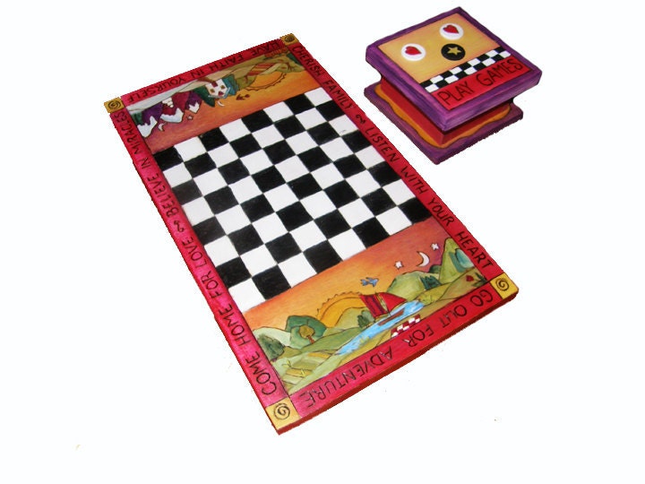 Checker Board and Game Piece Box/ Custom made Checker board/ Scrabble/ Chess