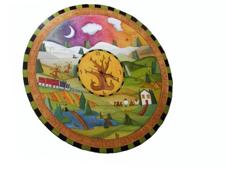 Wall clock 36" round Made to Order/ handmade/ Whimsical/ Personalized