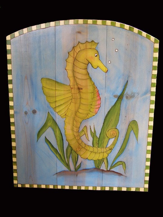 Garden Gate/ Entry Gate/ Seahorse/ Floral Entry Gate/ Custom Order/ Whimsical Wooden Garden Gate