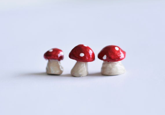 Three Tiny Mushroom/ Terrarium