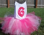 Pink 6th Sixth Birthday Tank and Tutu Outfit - Youth 6 or 7/8