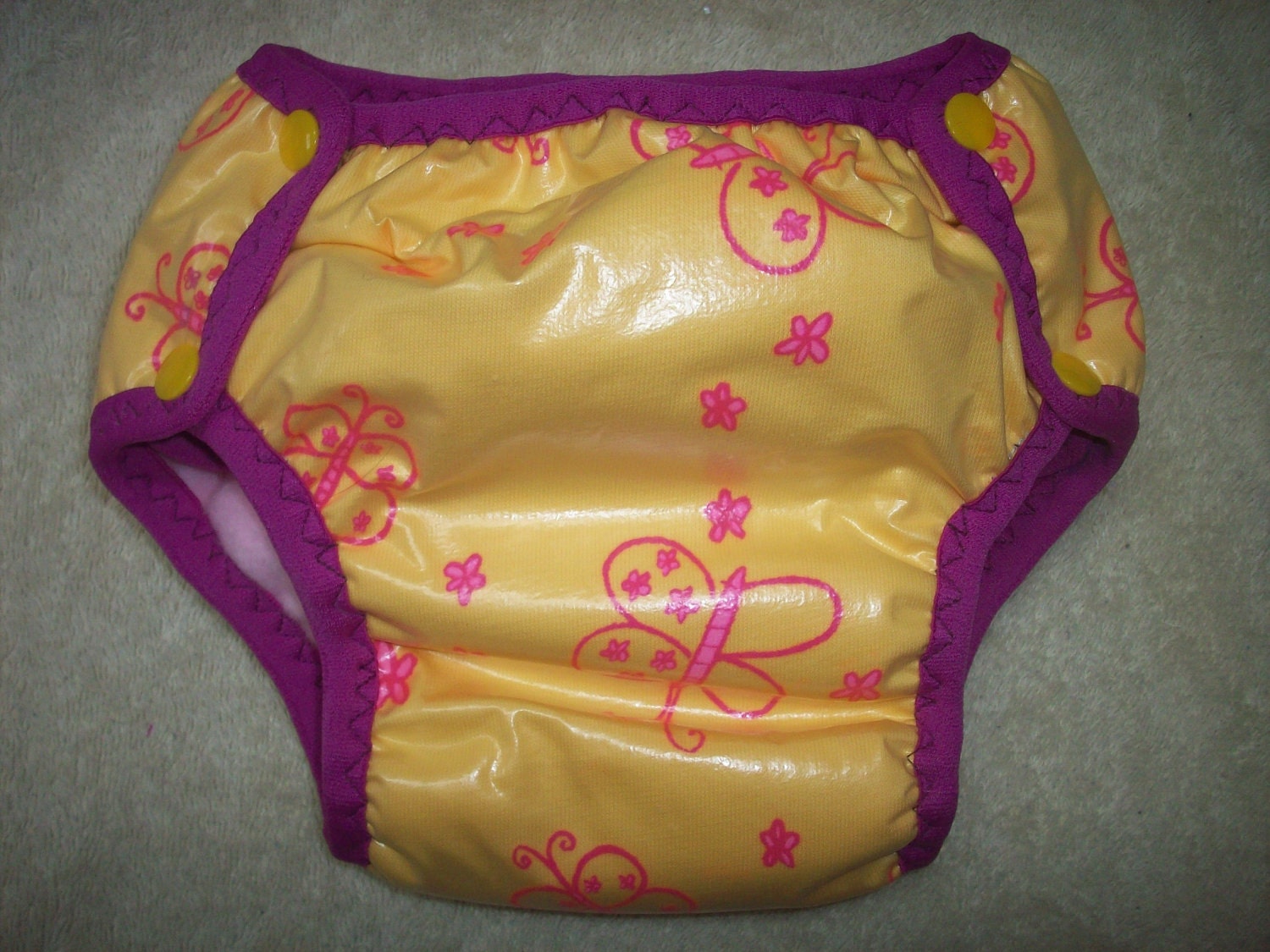MamaBear Training Pants, one size fits most - Waterproof Butterflies on Yellow