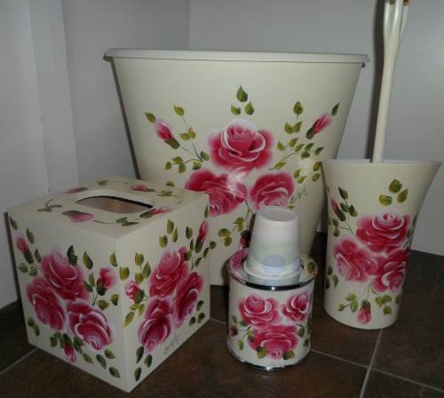 Custom Painted 4 Piece Bathroom Set Cottage Chic