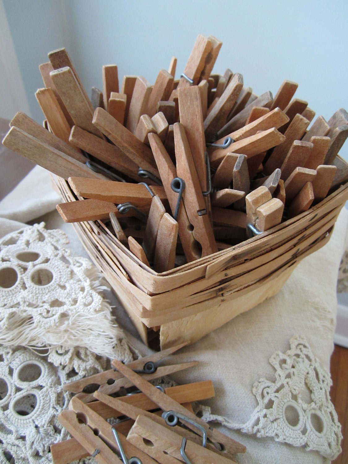 Weathered and Worn Wooden Clothespins